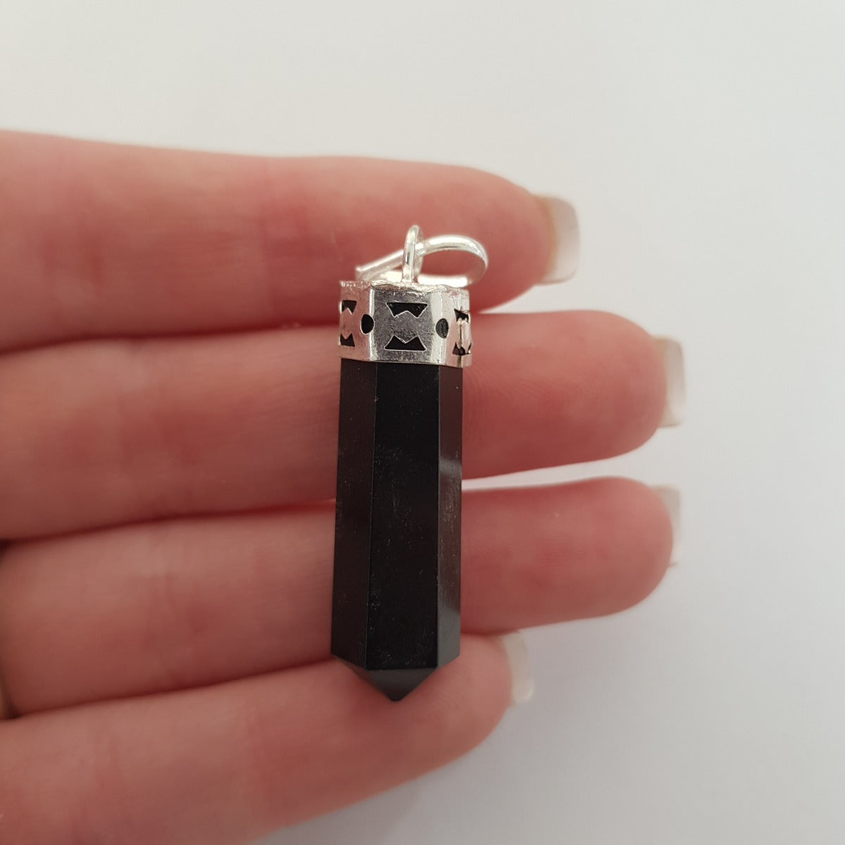 Black Tourmaline - Cap Point Pendant - Faceted Black Tourmaline - Cap Point Pendant - Faceted
